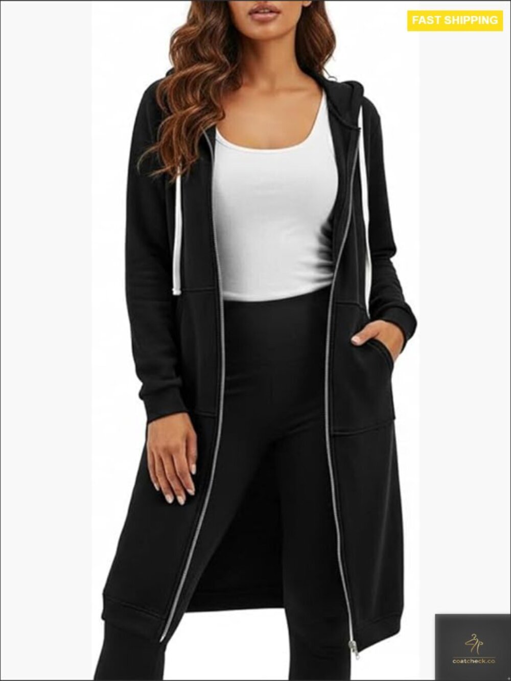 Oversized Zip Up Hoodie Sweatshirt Long Fleece Jacket with Pockets